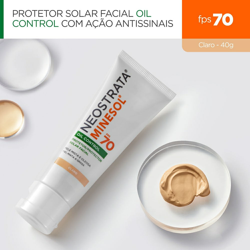 Protetor Solar Facial Neostrata Minesol Oil Control Pele Clara FPS 70 40g -  Drogaria Venancio