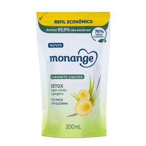 Sabonete Líquido Monange Detox Capim-Limão E Gengibre Refil 200ml
