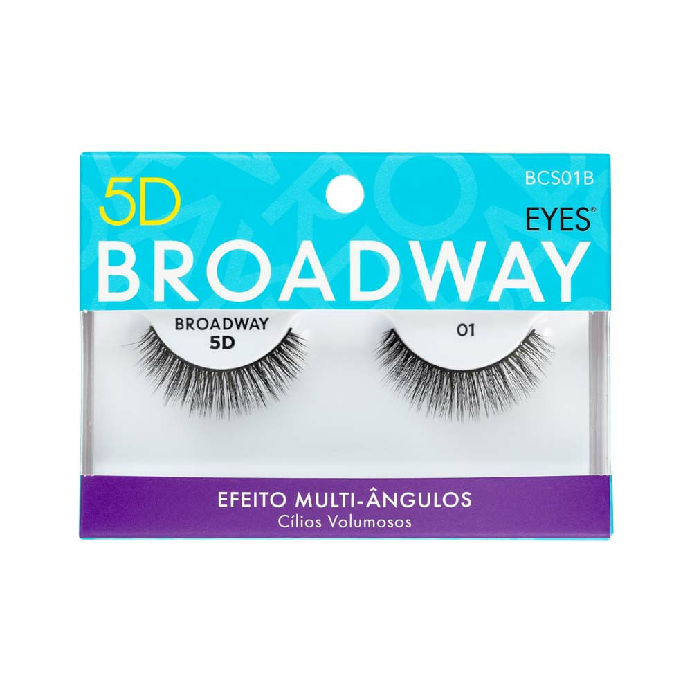 Cílios Postiços Kiss New York Broadway 5D Eyes 01 BCS01B 1 Par