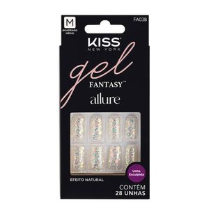 Unhas Postiças Kiss New York Gel Fantasy Allure How Dazzling 28 Unidades