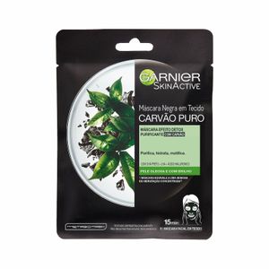 Máscara Facial Negra Em Tecido Garnier Efeito Detox Carvão Puro 28g