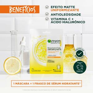 Máscara Facial Em Tecido Garnier Uniform & Matte Vitamina C 28g
