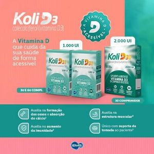 Suplemento Alimentar Vitamina D Koli D3 Vit 1000UI 60 comprimidos