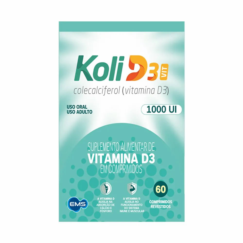 Suplemento Alimentar Vitamina D Koli D3 Vit 1000ui 60 Comprimidos Drogaria Venancio