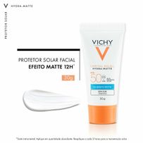 Protetor Solar Facial Vichy Capital Soleil Hydra-Matte Sem Cor Toque Seco 12h Fps50 30g