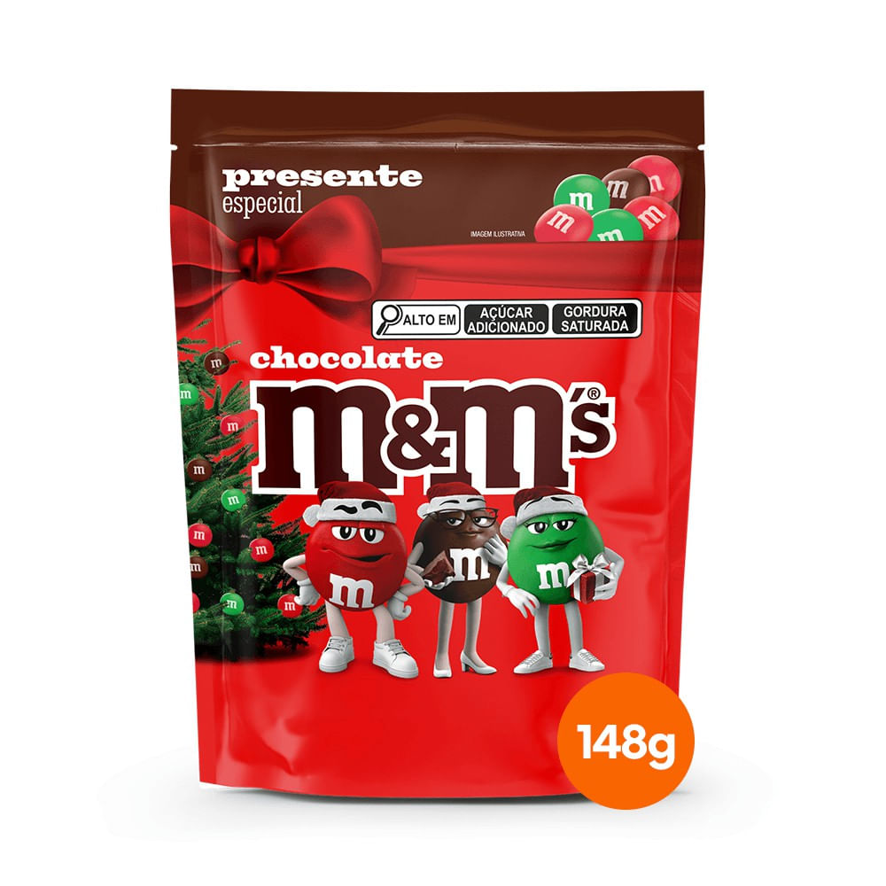 Confeitos M&M Pouch Natal Chocolate ao Leite 148g