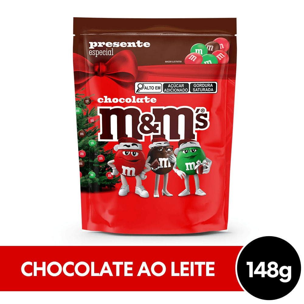 Confeitos M&M Pouch Natal Chocolate ao Leite 148g