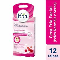 Cera Fria Facial Veet Peles Normais e Seca 12 Folhas