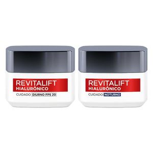 Kit Tratamento L'Oréal Paris Revitalift Hialurônico Creme Hidratante Facial Dia 49g + Creme Hidratante Facial Noite 49g