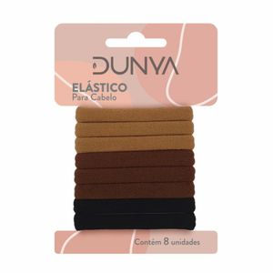 Elástico Para Cabelo Dunya Fio de Meia Marrom 1001 - 8 Unidades