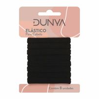 Elástico Para Cabelo Dunya Fio de Meia Preto 1000 - 8 Unidades