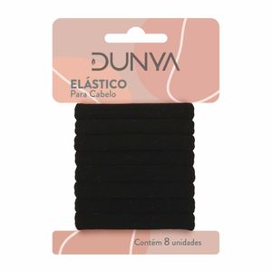 Elástico Para Cabelo Dunya Fio de Meia Preto 1000 - 8 Unidades