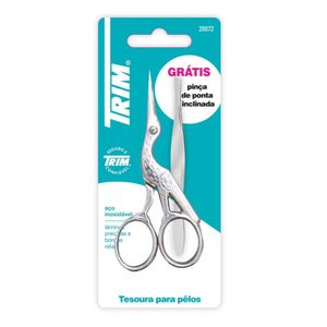 Kit Trim 20072 Tesoura Cegonha 1 Unidade + Pinça de Ponta Inclinada 1 Unidade