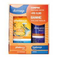 Kit Dermage Protetor Solar Facial Photoage Water FPS50 40g + Água Micelar Hyaluage Micelar 120ml