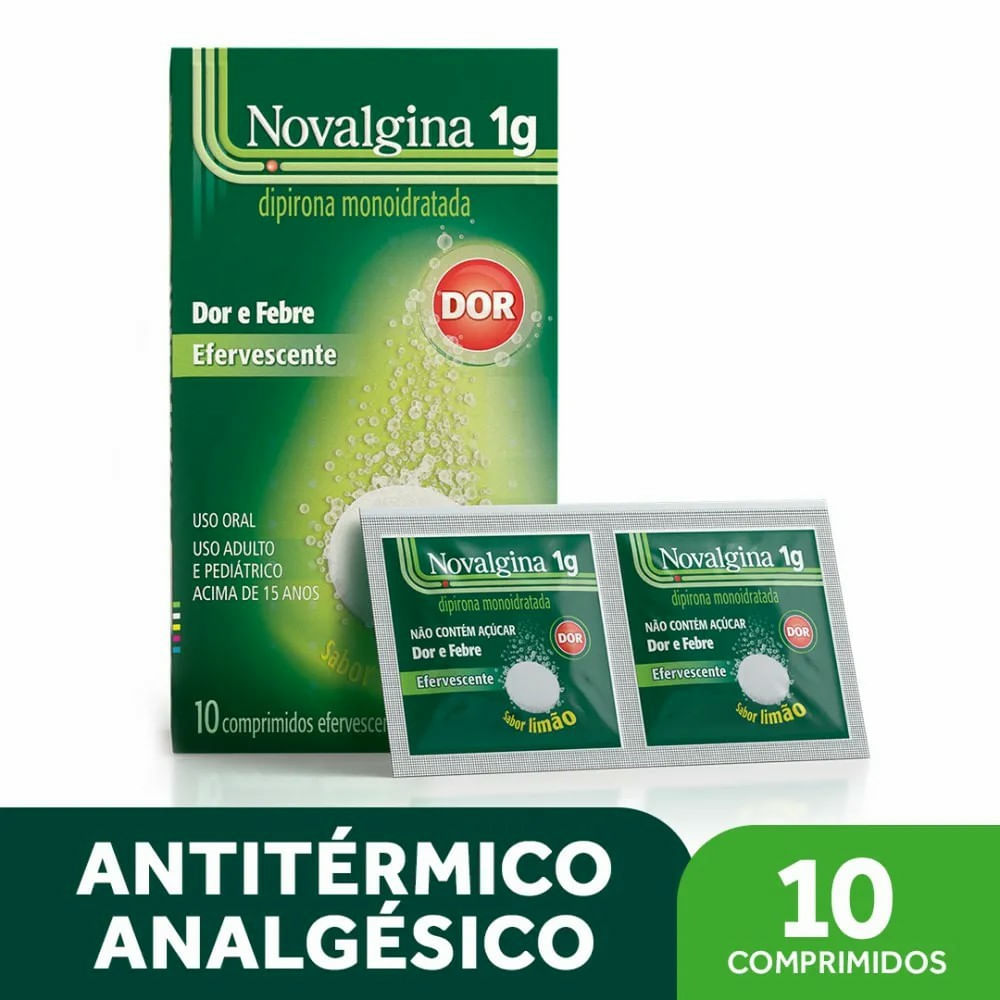 Analgésico E Antitérmico Novalgina 1g 10 Comprimidos Efervescentes ...