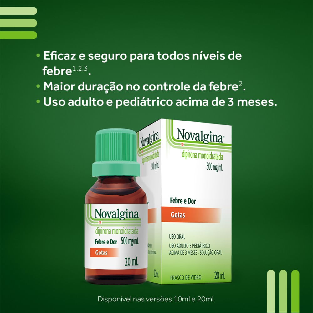 Analgésico E Antitérmico Novalgina 500mg/ml Gotas Solução Oral 20ml ...