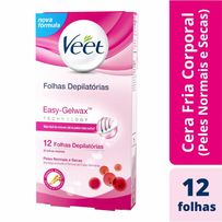 Cera Fria Corporal Veet Peles Normais e Secas 12 Folhas