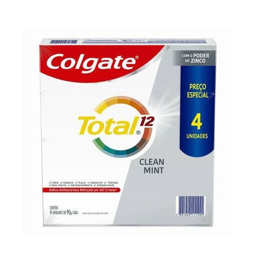 Creme Dental Colgate Total 12 Clean Mint 90g 4 Unidades