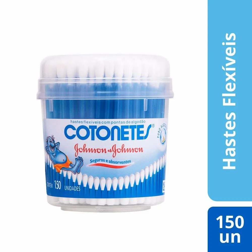 Hastes Flexíveis Johnson & Johnson Cotonetes Pote 150 Unidades - Drogaria  Venancio