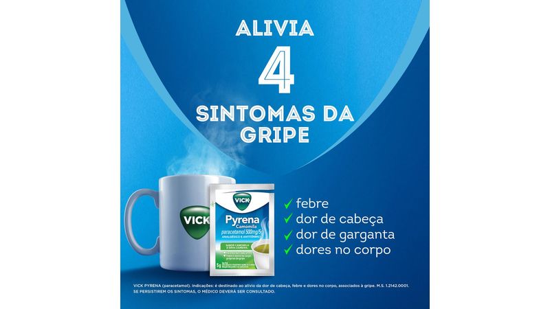 Ch para Gripe Vick Pyrena Sabor Camomila 500mg Drogaria Venancio