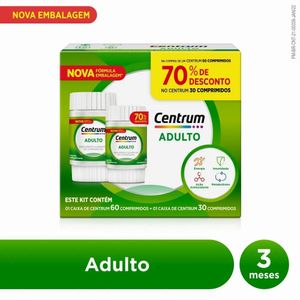 Kit Centrum Adulto Com Vitaminas de A a Z 60 Comprimidos + 30 Comprimidos 70% Off