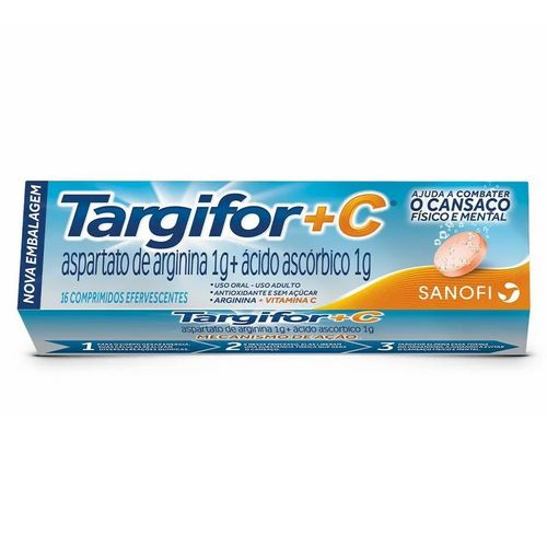 Targifor C Aspartato de Arginina 1g + Vitamina C 1g 16 Comprimidos Efervescentes