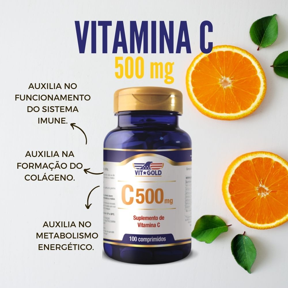 Vitamina C 500mg Vitgold 100 Comprimidos - Drogaria Venancio