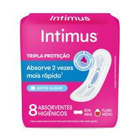 Absorvente Intimus Tripla Proteção Cobertura Suave Sem Abas 8 Unidades