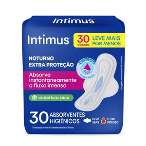 Absorvente Externo Intimus Noturno Cobertura Seca Com Abas 30 unidades