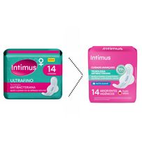 Absorvente Externo Intimus Tecnologia Antibacteriana Suave Com Abas 14 Unidades