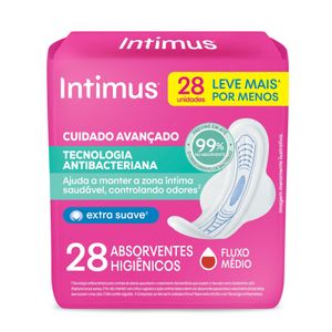 Absorvente Externo Intimus Tecnologia Antibacteriana Suave Com Abas 28 Unidades