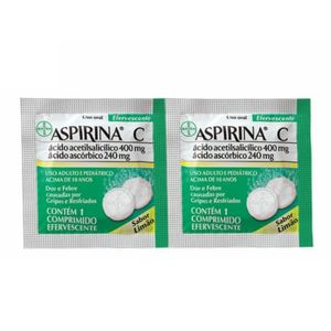 Aspirina C Bayer Sabor Limão 2 Comprimidos Efervescentes