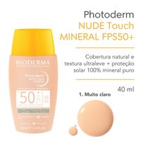 Protetor Solar Bioderma Photoderm Nude Touch FPS 50+ Muito Claro Para Pele Oleosa 40ml