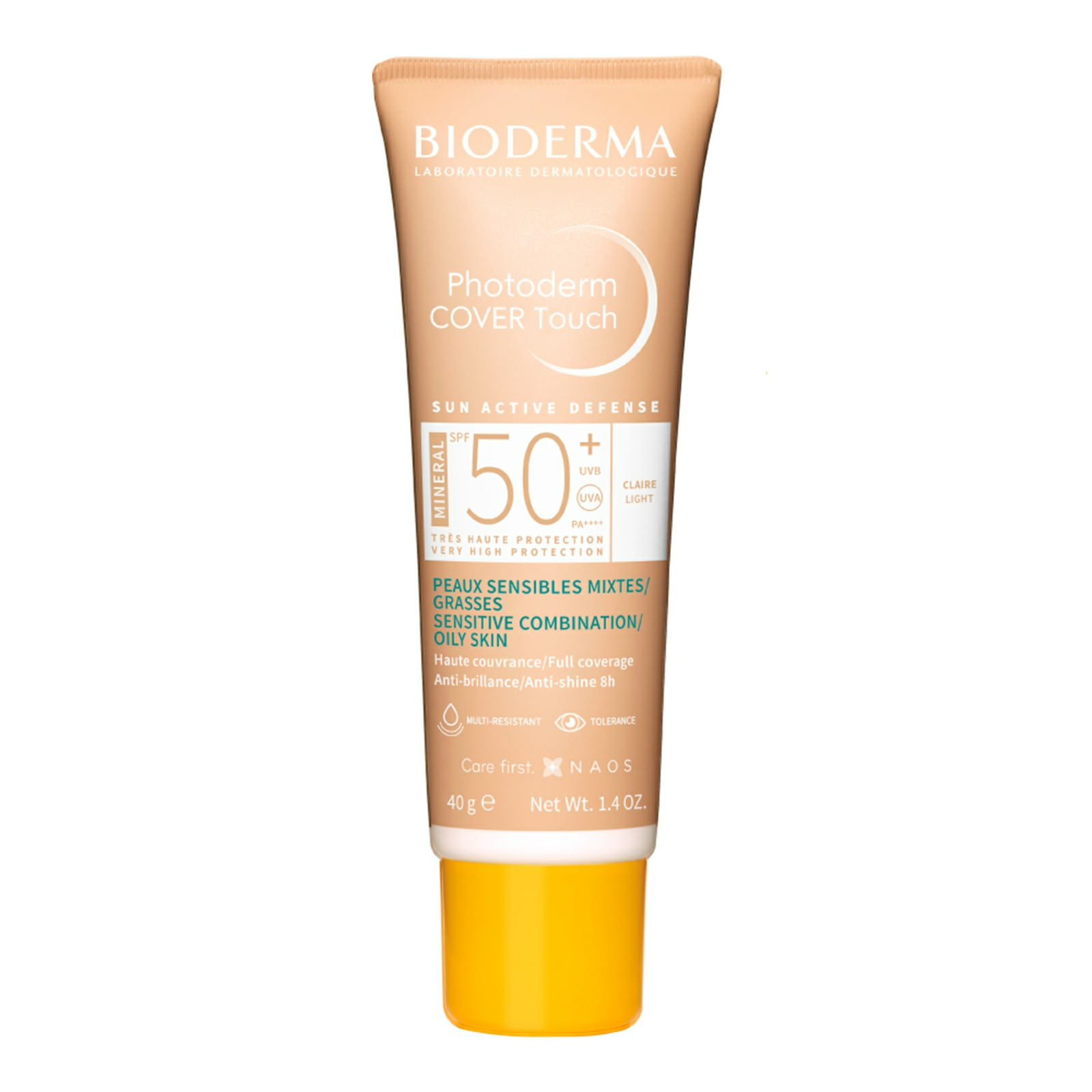 Protetor Solar Mineral Bioderma Photoderm Cover Touch FPS 50+ Para Pele Oleosa Cor Clara 40ml