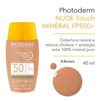 Protetor Solar Facial Bioderma Photoderm Nude Touch Mineral FPS 50+ Escuro 40ml
