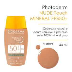 Protetor Solar Facial Bioderma Photoderm Nude Touch Mineral FPS 50+ Escuro 40ml
