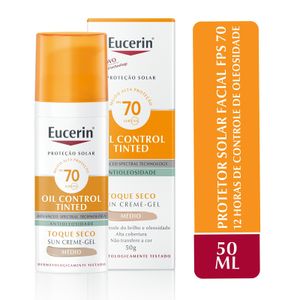 Protetor Solar Eucerin Sun Oil Control Tinted Médio Fps 70 50g