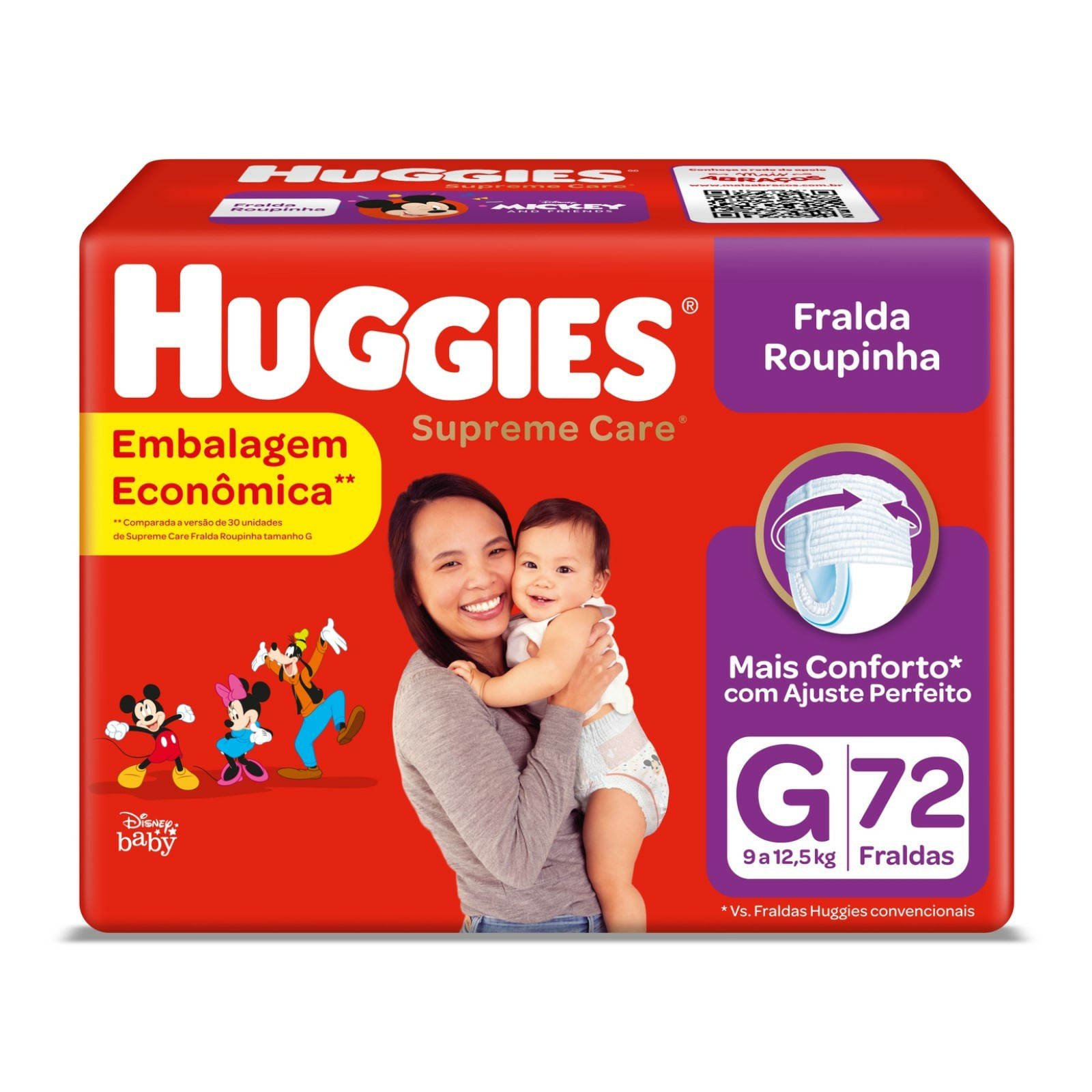Fralda Roupinha Huggies Supreme Care G 72 Unidades
