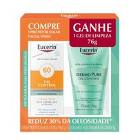 Kit Eucerin Protetor Solar Oil Control Fps60 Toque Seco 52g + Gel De Limpeza Facial Dermo Pure 75ml