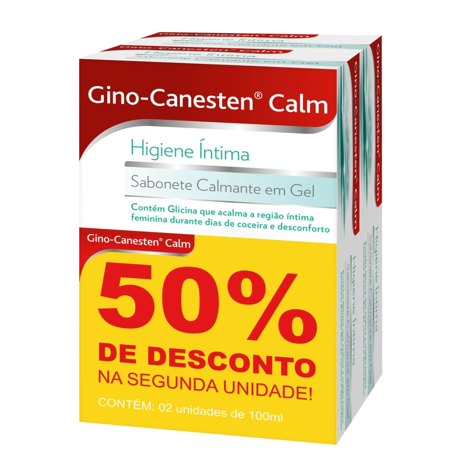 Sabonete Calmante Em Gel Gino Canesten Calm 100ml 2 unidades