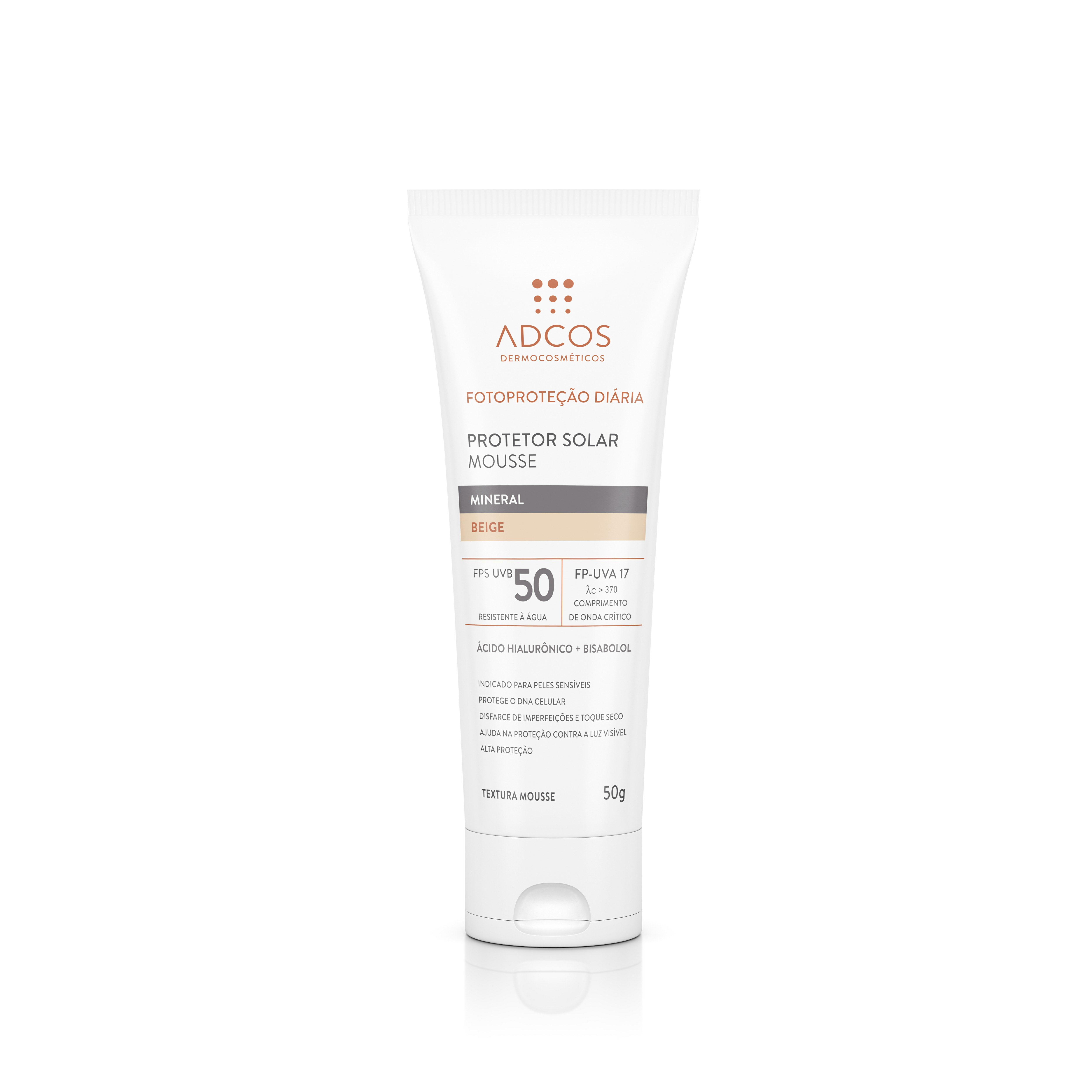 Fotoprotetor Adcos Mousse Mineral FPS50 Cor Beige 50g