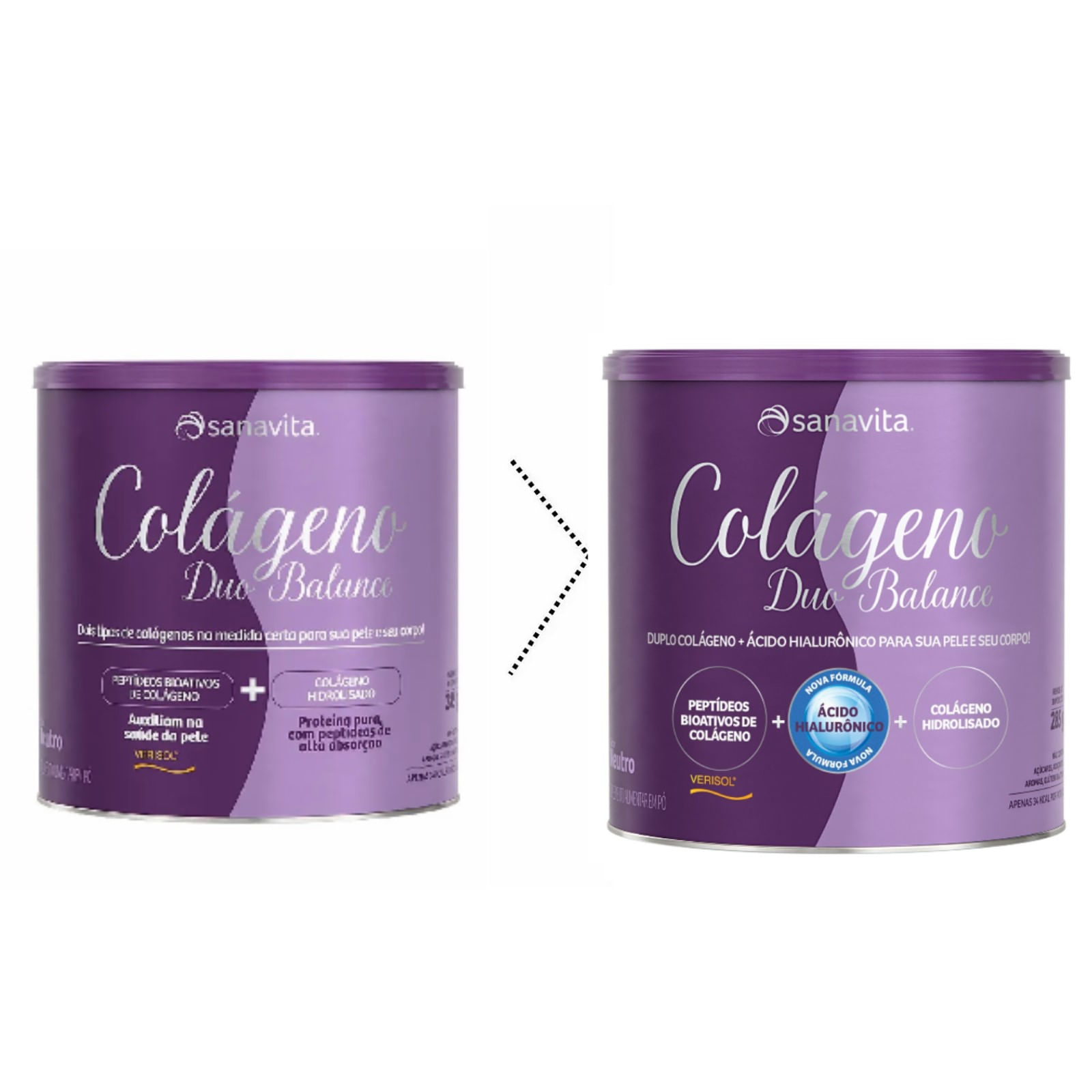 Encontraproduto.com.br - COLÁGENO DUO BALANCE SABOR NEUTRO (COLÁGENO VERISOL + COLÁGENO HIDROLISADO) 285g - Sanavita