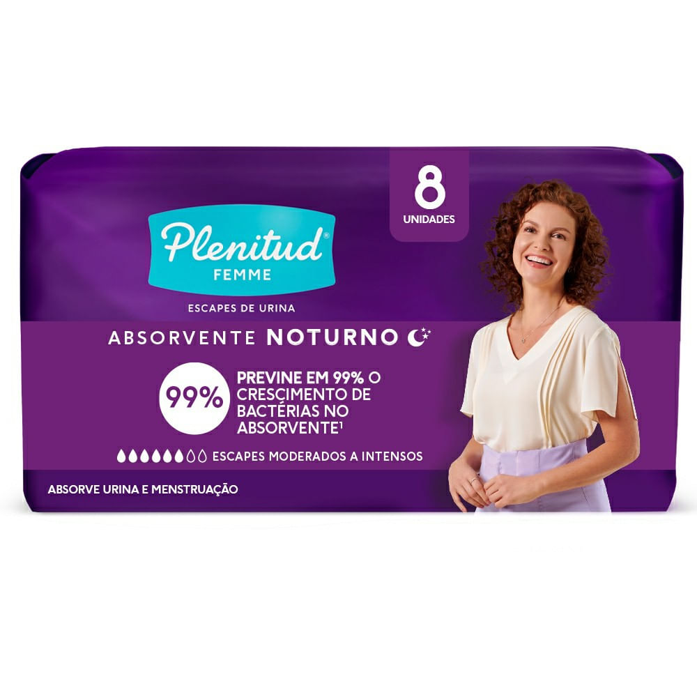 Absorvente Noturno Plenitud Femme sem Abas 8 Unidades - Drogaria Venancio