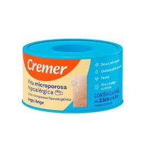 Fita Microporosa Cremer Bege Hipoalérgica 2,5cm X 4,5mt 1 Unidade
