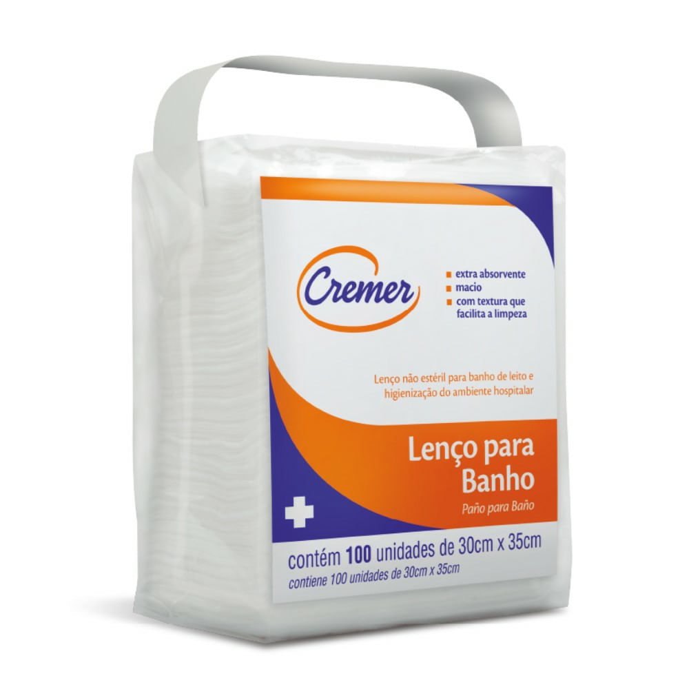 Lenço Para Banho Cremer 30cm x 35cm 100 Unidades