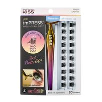 Cílios Postiços Autocolantes Kiss Ny Impress Press-On Falsies 89504 ILK04Y2 Kit 04 20 Clusters + 1 Aplicador