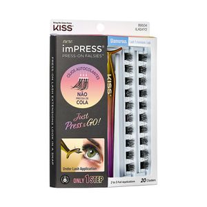 Cílios Postiços Autocolantes Kiss Ny Impress Press-On Falsies 89504 ILK04Y2 Kit 04 20 Clusters + 1 Aplicador