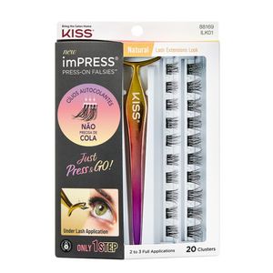Cílios Postiços Autocolantes Kiss Ny Impress Press-On Falsies 88169 ILK01 Kit 01 20 Clusters + 1 Aplicador