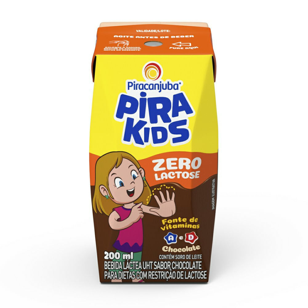 Bebida Láctea Piracanjuba Pira Kids Zero Lactose Chocolate 200ml