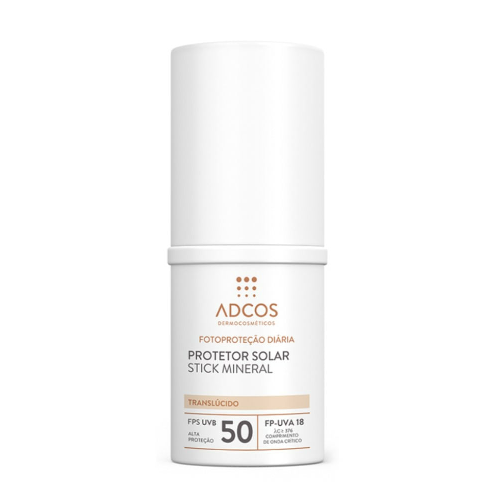 Protetor Solar Facial Stick Adcos Mineral FPS50 Translúcido 17g